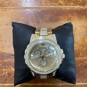 Bebe Two-Tone Gold Watch with Crystal Details
